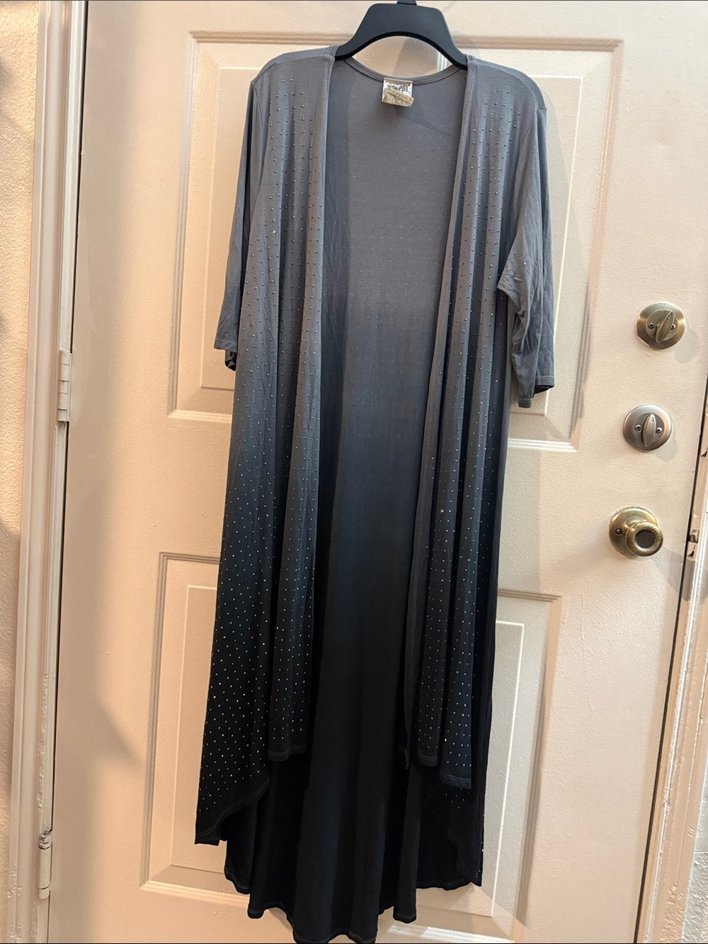 Vocal Gray Ombré Open-Front  Duster with Bling Detail. Size S